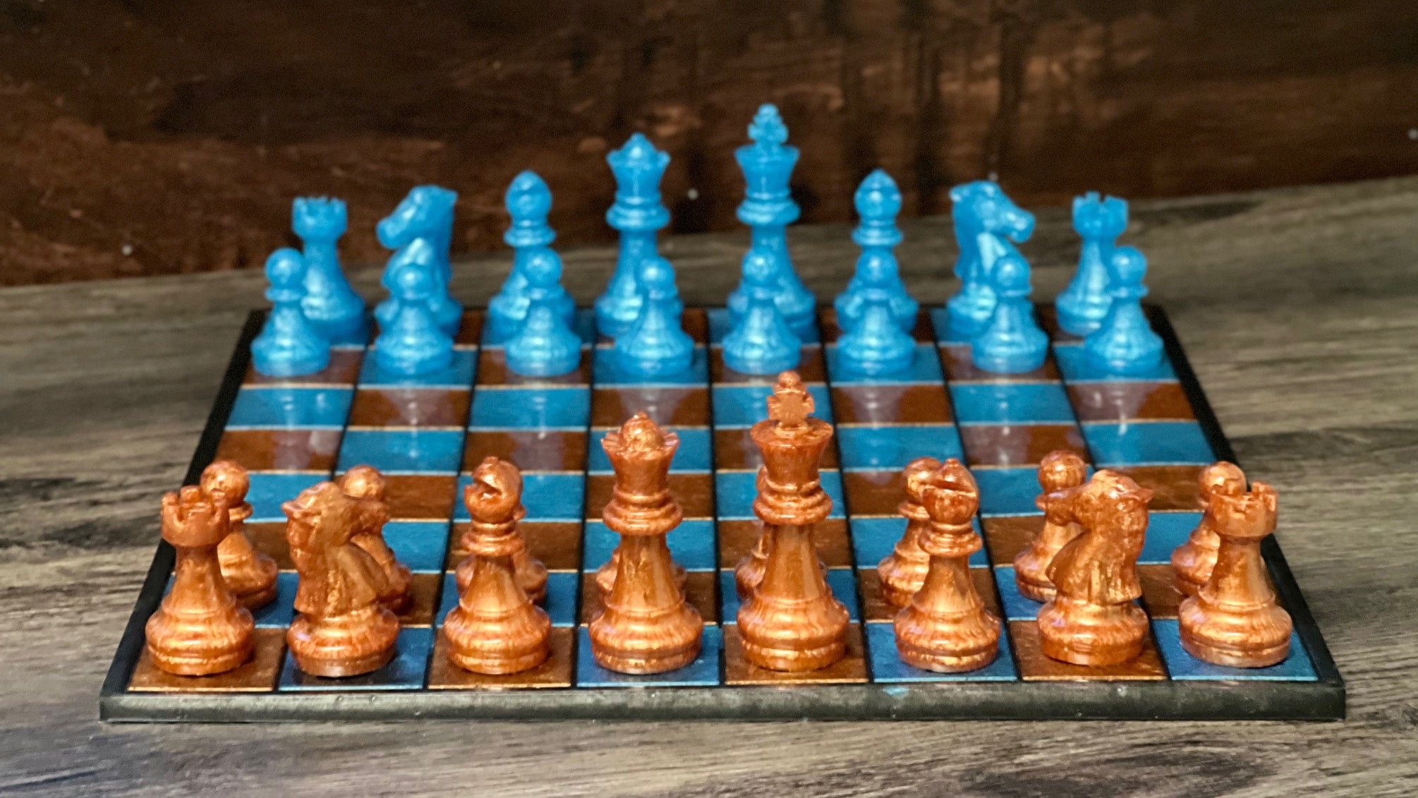 Good Handmade resin chess/checkers set